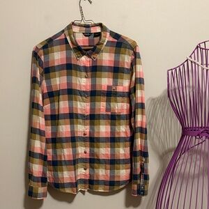 Eddie Bauer Women’s  Plaid Button-Down Shirt — Pink, Blue, Olive